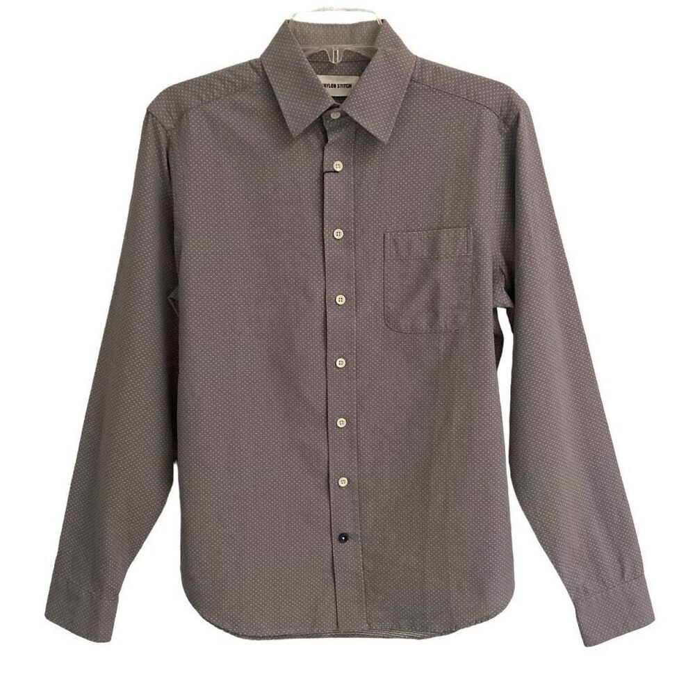 Taylor Stitch The California Charcoal Gray Jacquard Mens XS Microdot Button-down